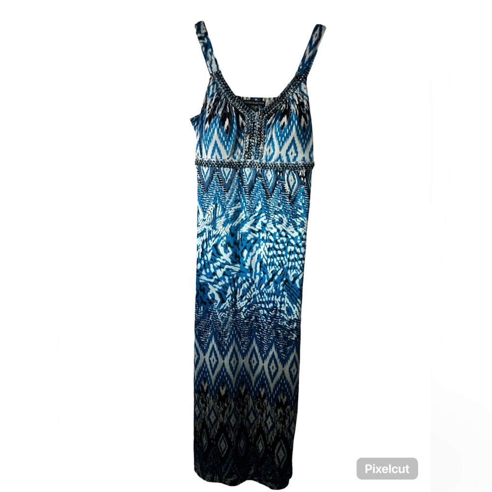 Blue and white design dress